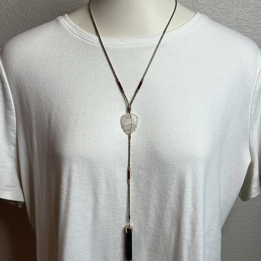 🛍️ 4 for $25 Boho Y-Necklace with Wrapped Crystal & Tassel – 22” Drop